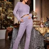 Tops*Mew Mews Fashion O/S Linnet Long Sleeve Knit Top In Purple