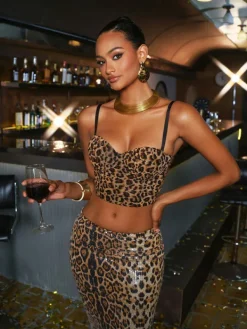 Tops*Mew Mews Fashion Linzie Spaghetti Leopard Top