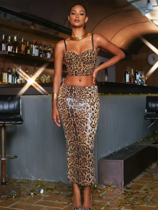 Tops*Mew Mews Fashion Linzie Spaghetti Leopard Top