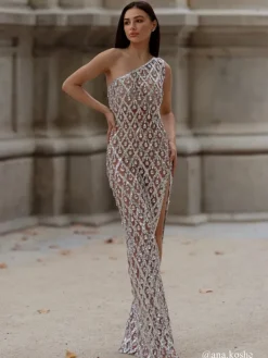 Embellishment | Dresses*Embellishment O/S Liora One Shoulder Sequin Crystal Maxi Dress