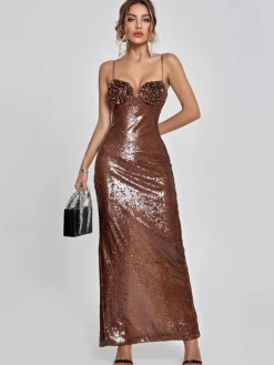 Dresses | Maxi Dresses*Mew Mews Fashion Lorelei Brown Sequin Dress