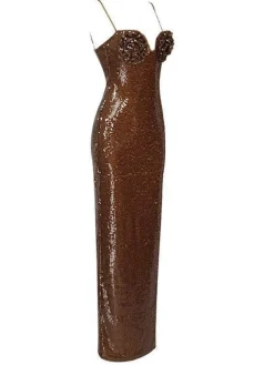 Dresses | Maxi Dresses*Mew Mews Fashion Lorelei Brown Sequin Dress