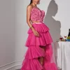 Skirts*Mew Mews Fashion Loryn Tiered Tulle Trimmed Skirt