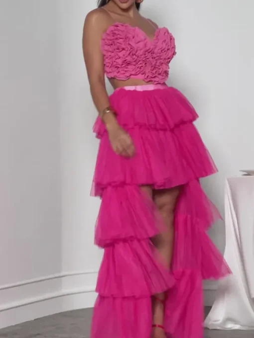 Skirts*Mew Mews Fashion Loryn Tiered Tulle Trimmed Skirt