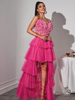 Skirts*Mew Mews Fashion Loryn Tiered Tulle Trimmed Skirt