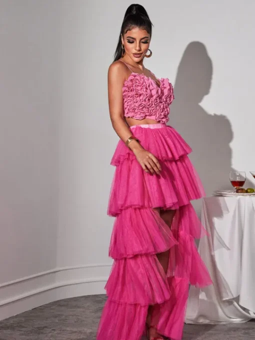 Skirts*Mew Mews Fashion Loryn Tiered Tulle Trimmed Skirt