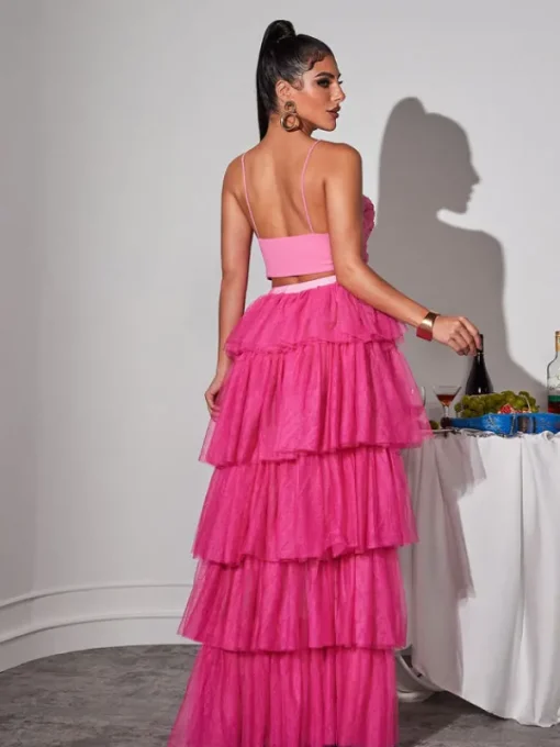 Skirts*Mew Mews Fashion Loryn Tiered Tulle Trimmed Skirt