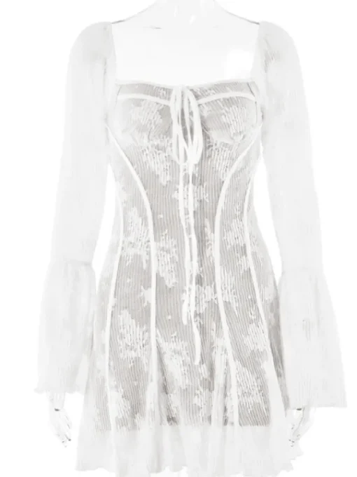 Dresses | Mini Dresses*Mew Mews Fashion Lowell Square Neck Floral Mini Dress In White