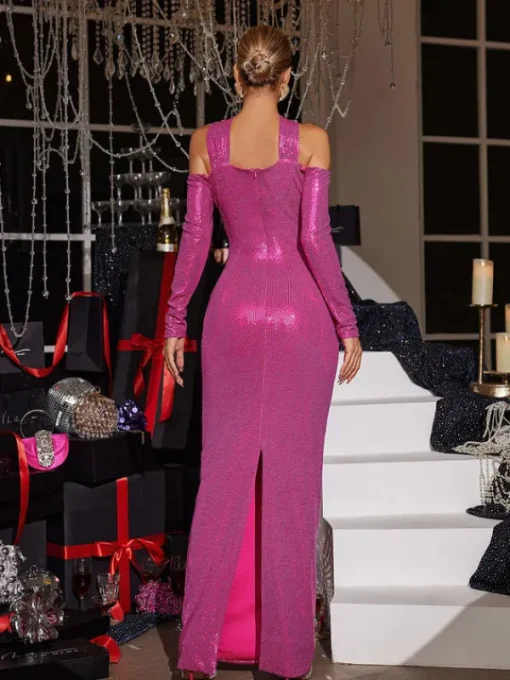 Maxi Dresses | Dresses*Mew Mews Fashion Lowen Flower Cutout Sequin Maxi Dress In Hot Pink