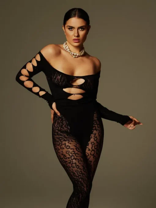 Jumpsuits & Romper*Mew Mews Fashion O/S Luanda Off Shoulder Cutout Lace Jumpsuit