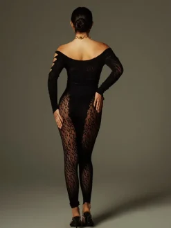 Jumpsuits & Romper*Mew Mews Fashion O/S Luanda Off Shoulder Cutout Lace Jumpsuit