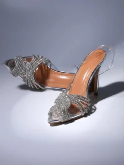 Shoes*Mew Mews Fashion Lumi Crystal Embellished Sandals In Silver