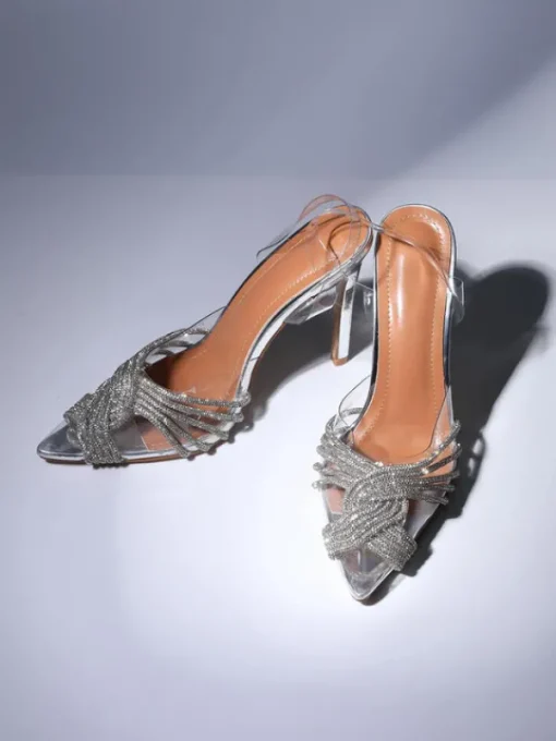 Shoes*Mew Mews Fashion Lumi Crystal Embellished Sandals In Silver