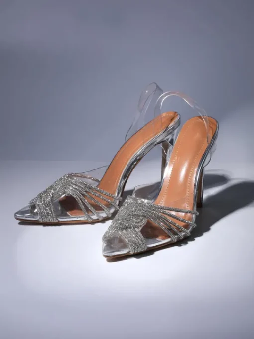 Shoes*Mew Mews Fashion Lumi Crystal Embellished Sandals In Silver