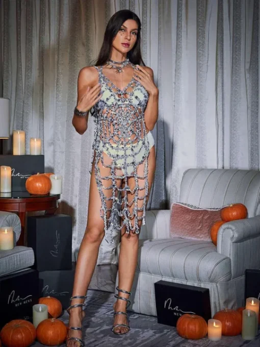 Cover-ups | Swimwear*Embellishment Lycan Spaghetti Cobweb Hollow Dress