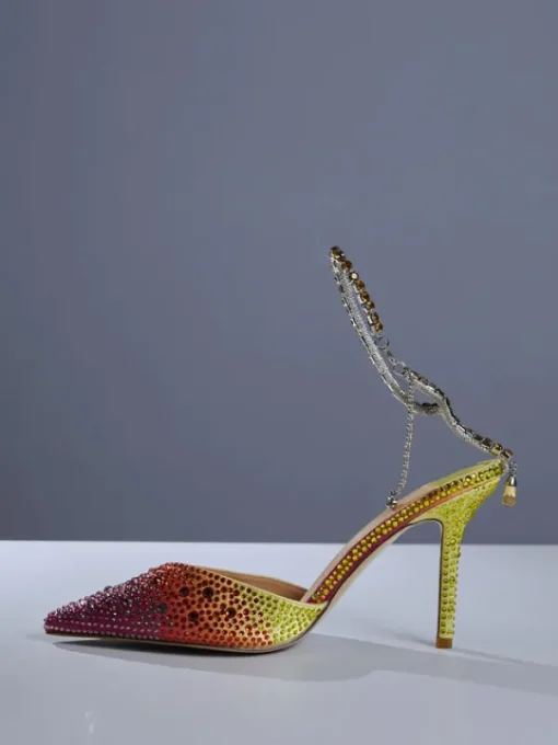 Shoes*Mew Mews Fashion Lyre Fringe Crystal Heels