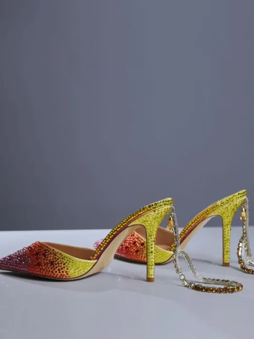 Shoes*Mew Mews Fashion Lyre Fringe Crystal Heels