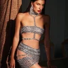 Embellishment | Dresses*Embellishment O/S Mafalda High Neck Rhinestone Mesh Mini Dress