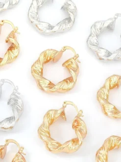 Earrings*Mew Mews Fashion Maia Chunky Twist Hoop Earrings