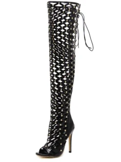Shoes*Mew Mews Fashion Maison Lace Up Net Hollow Boots
