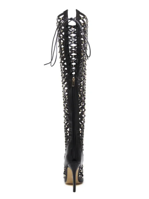 Shoes*Mew Mews Fashion Maison Lace Up Net Hollow Boots