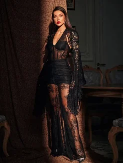 Coats & Jackets*Mew Mews Fashion Malaz Flare Sleeve Lace Shrug