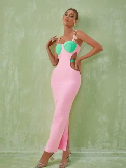 Dresses | Maxi Dresses*Bandage Margaux Embellished Cutout Maxi Dress In Pink
