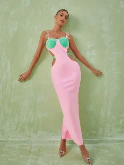 Dresses | Maxi Dresses*Bandage Margaux Embellished Cutout Maxi Dress In Pink