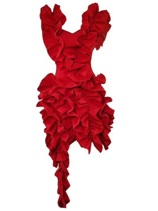 Dresses | Mini Dresses*Mew Mews Fashion Margie Cutout Ruffle Tiered Dress In Red