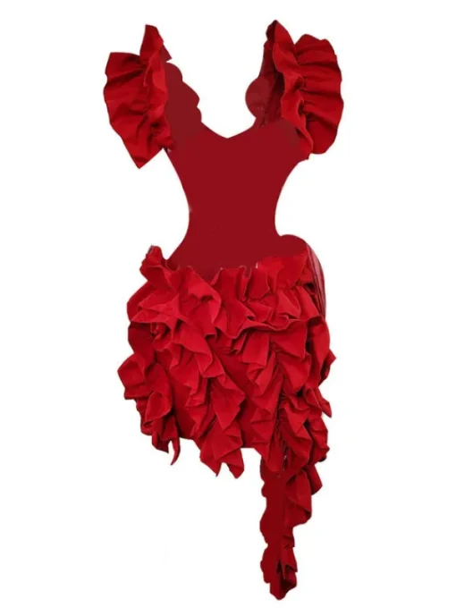 Dresses | Mini Dresses*Mew Mews Fashion Margie Cutout Ruffle Tiered Dress In Red