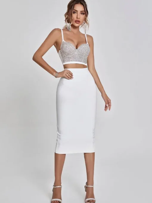 Skirts*Bandage Mariam Pencil Skirt In White