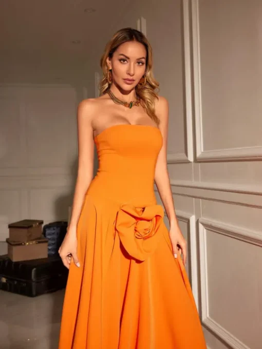 Dresses | Maxi Dresses*Mew Mews Fashion Mariano Strapless Flower Maxi Dress