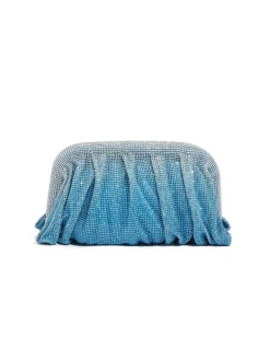 Bags*Mew Mews Fashion Marigold Ruched Crystal Clutch In Blue