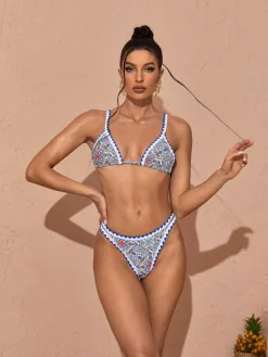 Bikini Sets | Swimwear*Mew Mews Fashion Marleigh Printed Bikini Two Piece Set In Blue