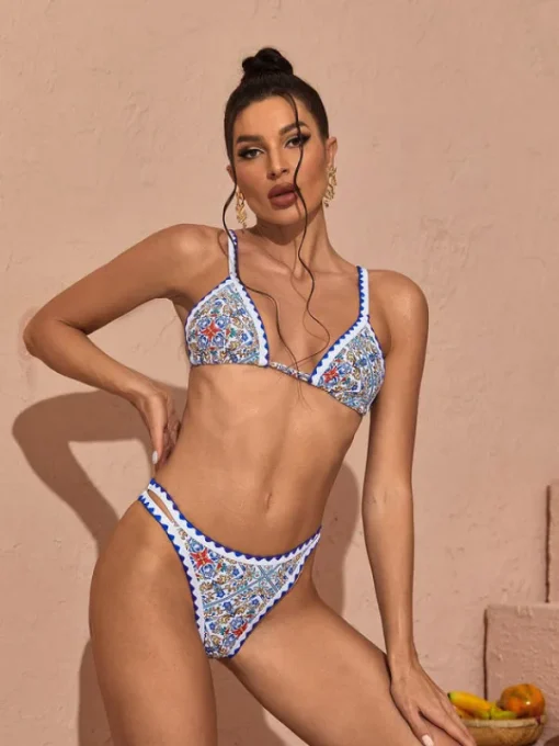 Bikini Sets | Swimwear*Mew Mews Fashion Marleigh Printed Bikini Two Piece Set In Blue