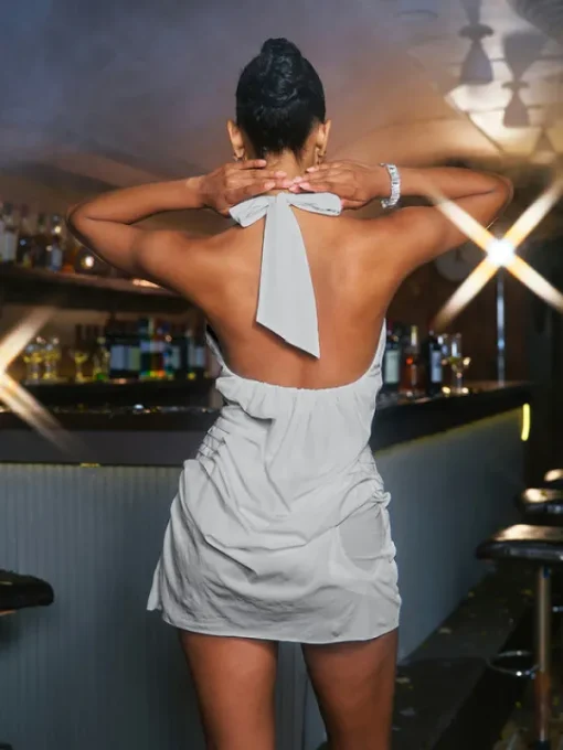 Dresses | Mini Dresses*Mew Mews Fashion Masha Lace Up Ruched Mini Dress In Grey