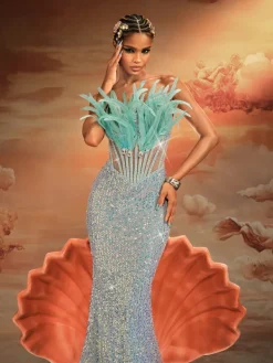 Embellishment | Dresses*Lu Yili Mathis Strapless Feather Sequin Maxi Dress