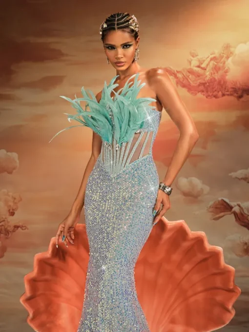 Embellishment | Dresses*Lu Yili Mathis Strapless Feather Sequin Maxi Dress