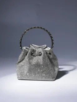 Bags*Mew Mews Fashion Mattea Crystal Embellished Bucket Bag In Silver