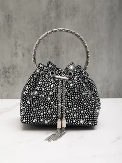 Bags*Mew Mews Fashion Mattea Crystal Embellished Bucket Bag In Black