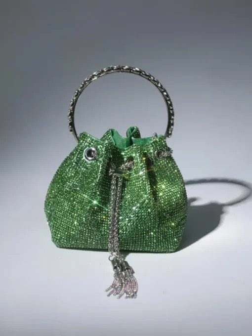 Bags*Mew Mews Fashion Mattea Crystal Embellished Bucket Bag In Green