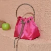 Bags*Mew Mews Fashion Mattea Satin Crystal Embellished Bucket Bag In Hot Pink