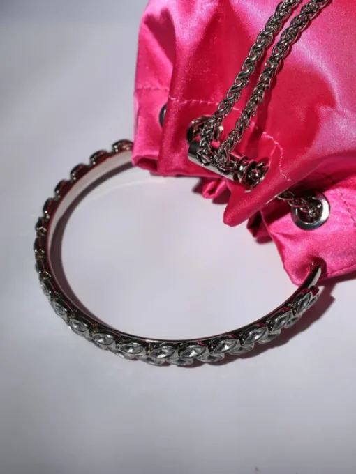 Bags*Mew Mews Fashion Mattea Satin Crystal Embellished Bucket Bag In Hot Pink
