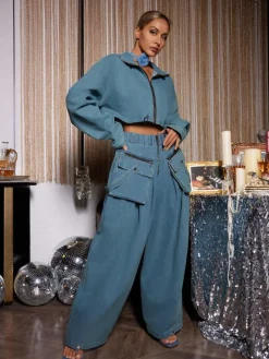 Sets & Co-ords*Mew Mews Fashion Maudie Pocket Wide Denim Pants Set