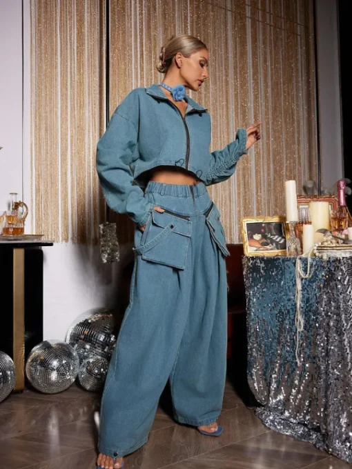 Sets & Co-ords*Mew Mews Fashion Maudie Pocket Wide Denim Pants Set