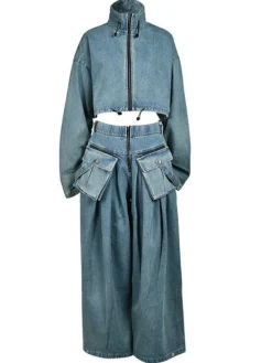 Sets & Co-ords*Mew Mews Fashion Maudie Pocket Wide Denim Pants Set
