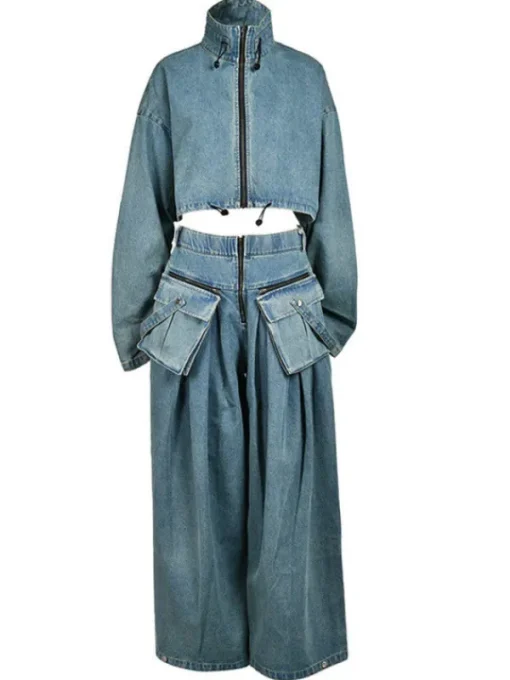 Sets & Co-ords*Mew Mews Fashion Maudie Pocket Wide Denim Pants Set