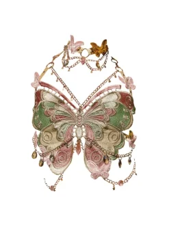 Tops*Mew Mews Fashion O/S Mawar Star Butterfly Embroidered Top