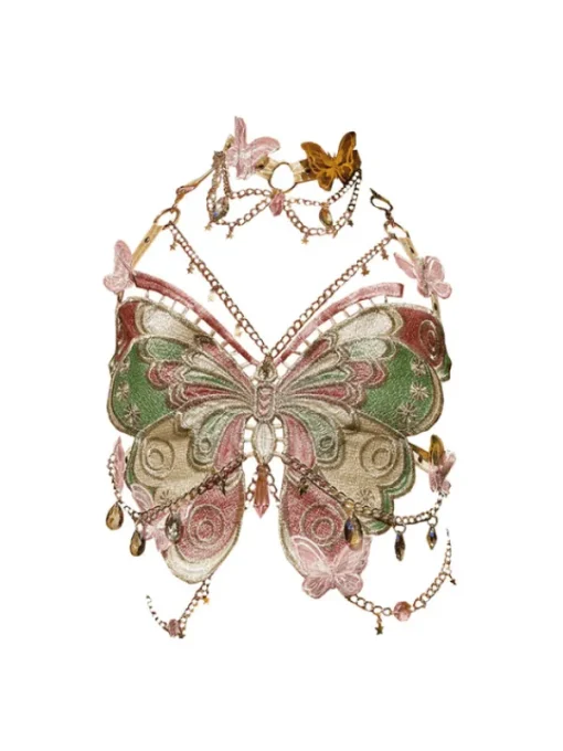 Tops*Mew Mews Fashion O/S Mawar Star Butterfly Embroidered Top