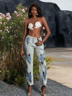 Pants & Shorts*Mew Mews Fashion Mehetabel Cutout Denim Pants In Light Blue